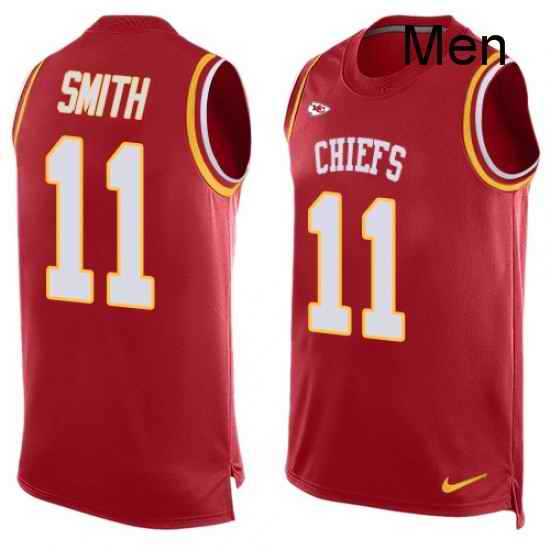 Men Nike Kansas City Chiefs 11 Alex Smith Limited Red Player Name Number Tank Top NFL Jersey
